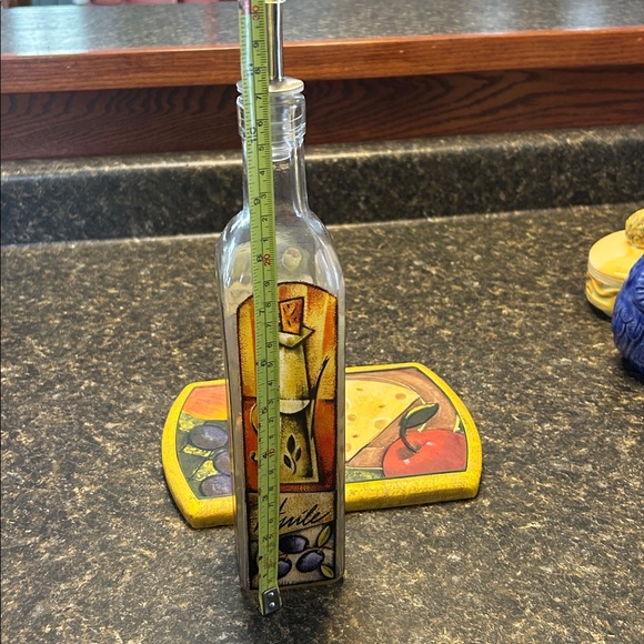 Vintage Kitchen Decor Set Glass Cruet + Ceramic Glass Cheese/Grazing Board - Picture 10 of 13